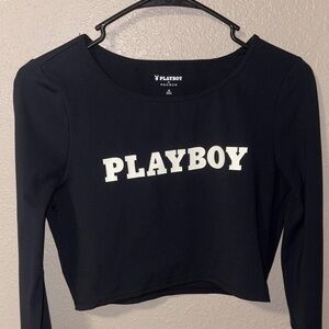 PLAYBOY Long Sleeve Crop Top